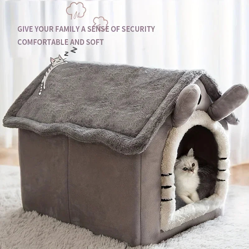 Portable pet house bed for small dogs, cats, and puppies