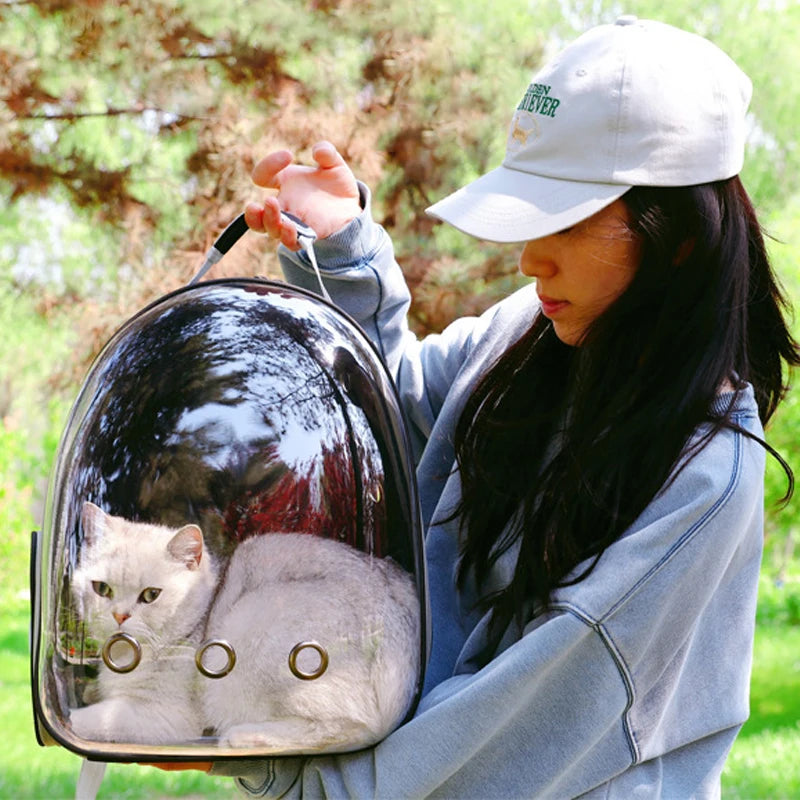 Pet Carrier Backpack – Transparent Space Capsule for Cats & Dogs
