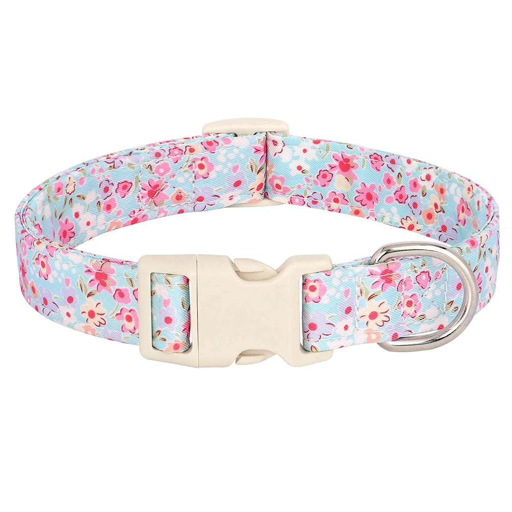 Adjustable Nylon Dog Collar with Floral Print – Soft & Durable Pet Collar for Small, Medium & Large Dogs