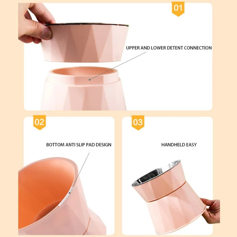 Non-Slip Elevated Cat & Dog Bowl – Stainless Steel Raised Feeding Bowl