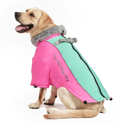 Yellow waterproof warm jacket for large dogs