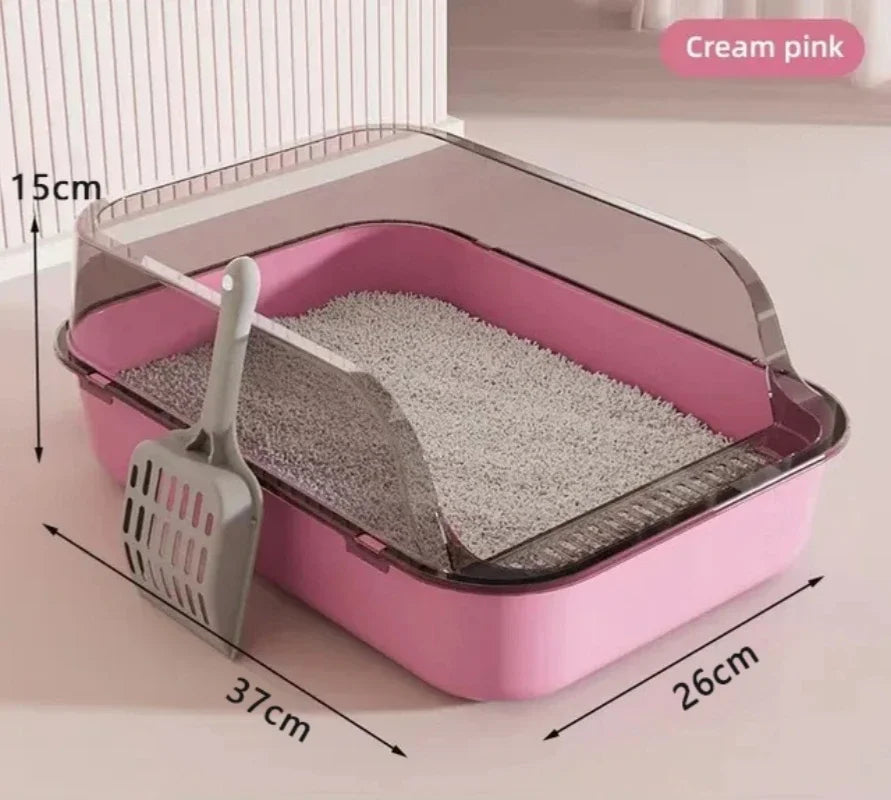 Semi-Enclosed Cat Litter Box – Splashproof Kitty Sandbox
