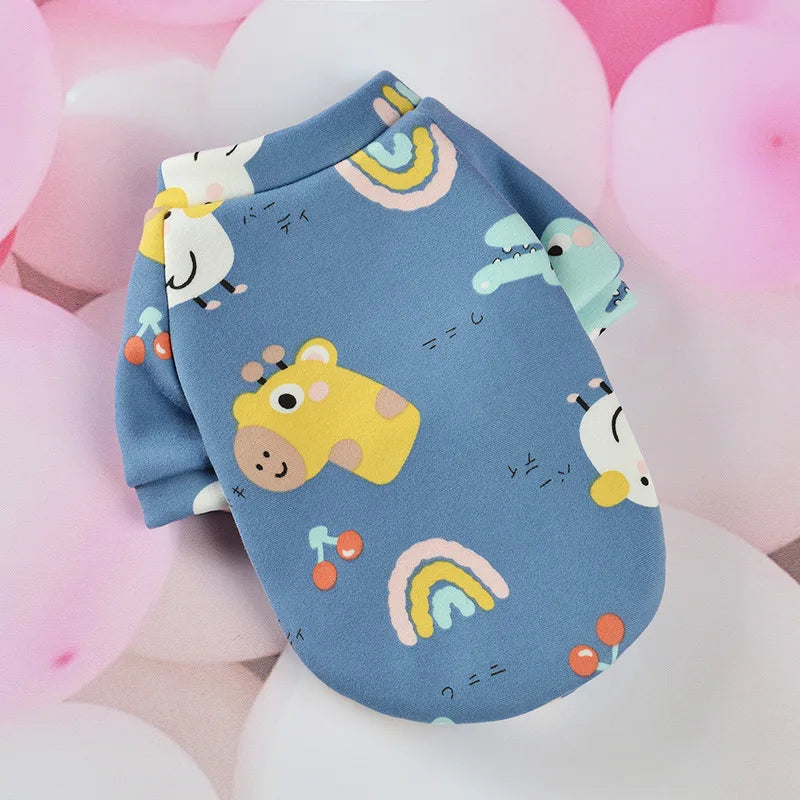 Winter Dog Sweater – Soft Cartoon Print Warm Pet Vest