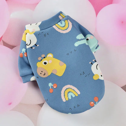 Winter Dog Sweater – Soft Cartoon Print Warm Pet Vest