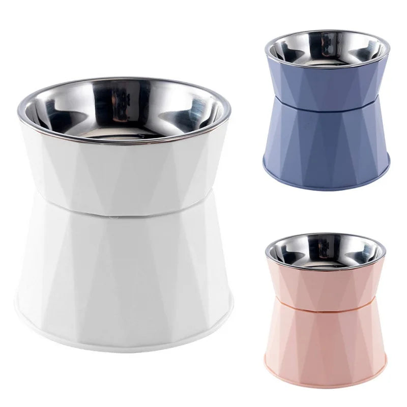 Pink non-slip pet bowl with stainless steel insert