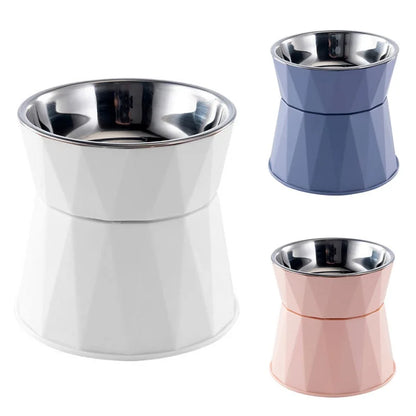 Pink non-slip pet bowl with stainless steel insert