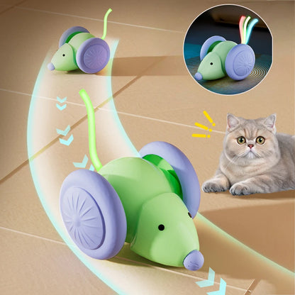 Rechargeable Electric Cat Mouse Toy – Smart Interactive Obstacle-Avoiding Car Shaped Teaser for Kittens