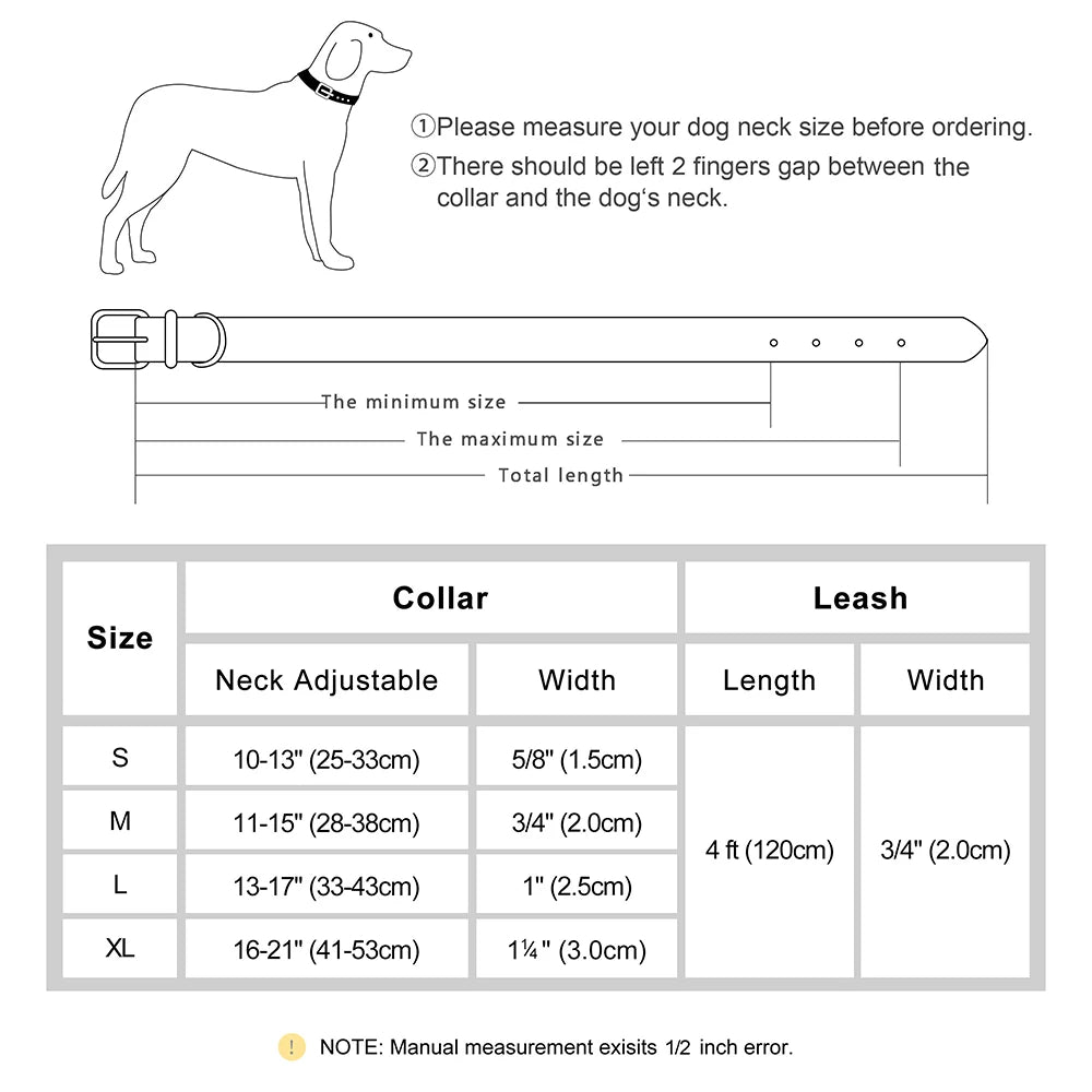 Adjustable PU leather collar and leash set for dogs