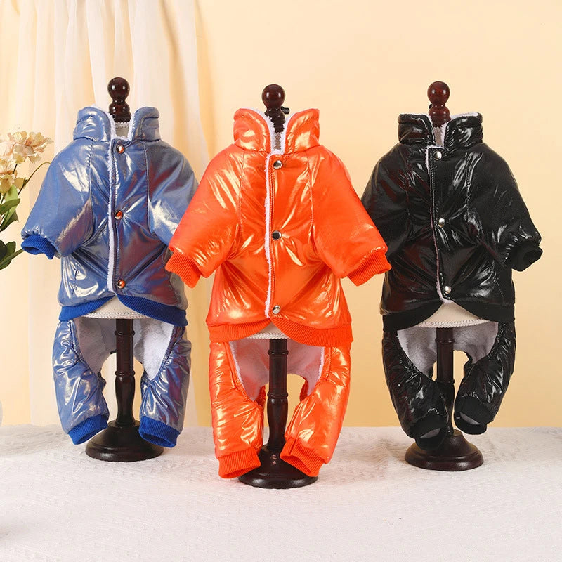 Orange waterproof padded jacket for small dog