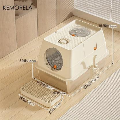 Stainless Steel Cat Litter Box with Lid – Odor-Proof Design