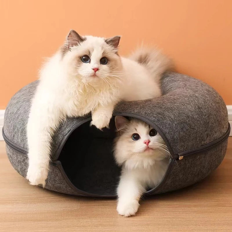 Multifunctional donut cat house bed for cats and small pets