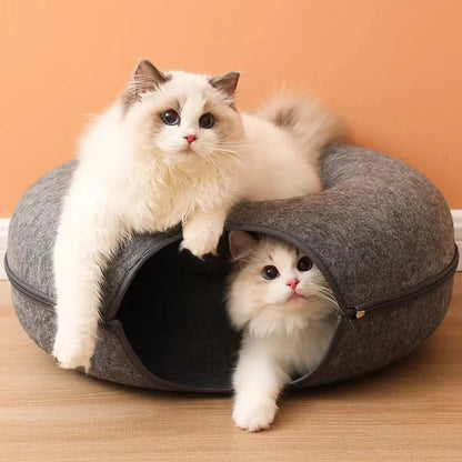 Multifunctional donut cat house bed for cats and small pets