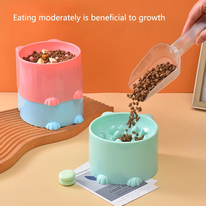 Dog slow feeder bowl in blue with raised pattern