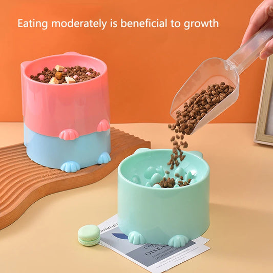 Dog slow feeder bowl in blue with raised pattern