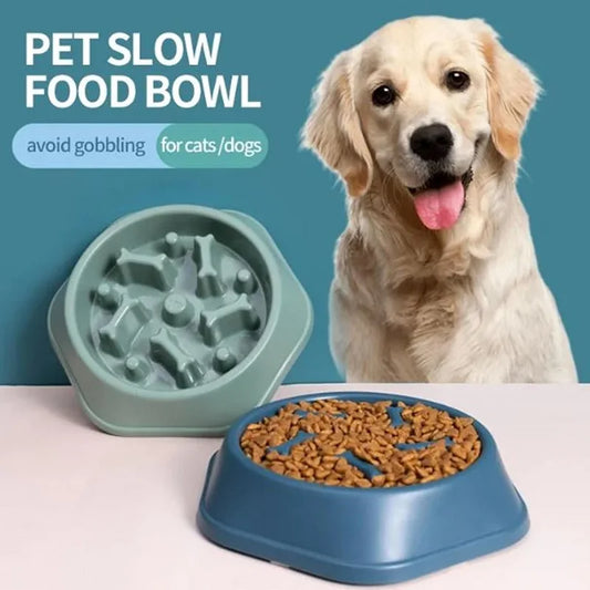 Non-slip slow feeder dog bowl in beige color