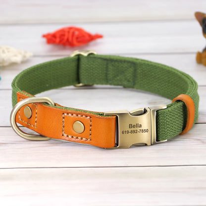 Custom Nylon Dog Collar – Durable PU Leather with ID Tag