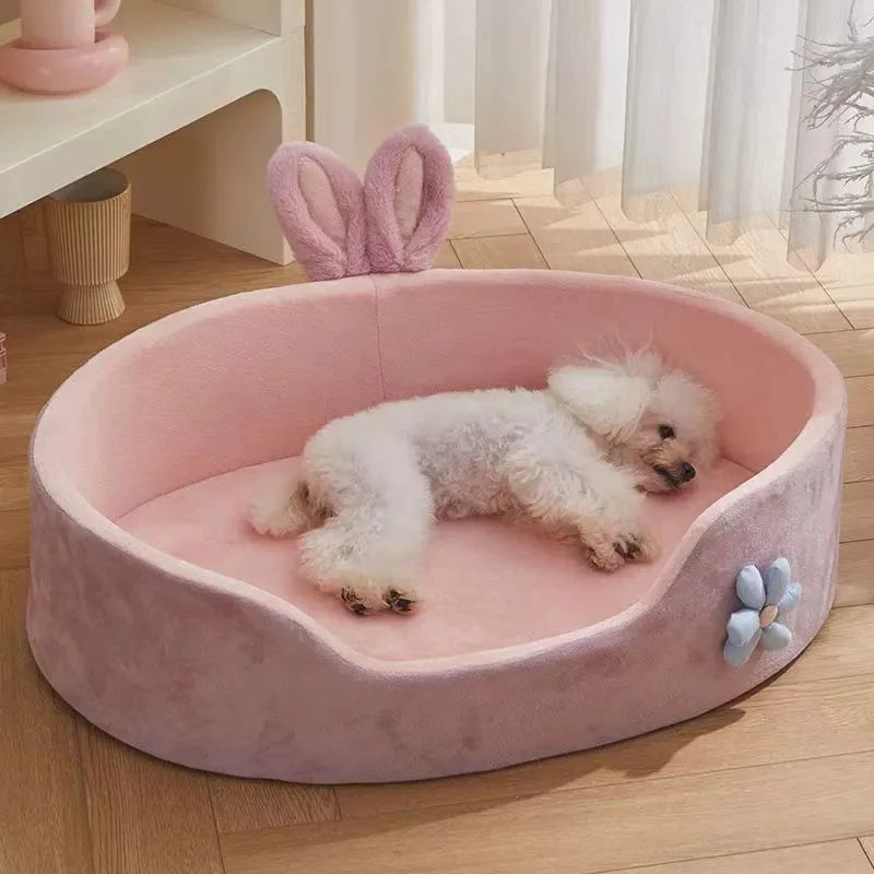 Detachable washable pet bed for puppies in soft velvet