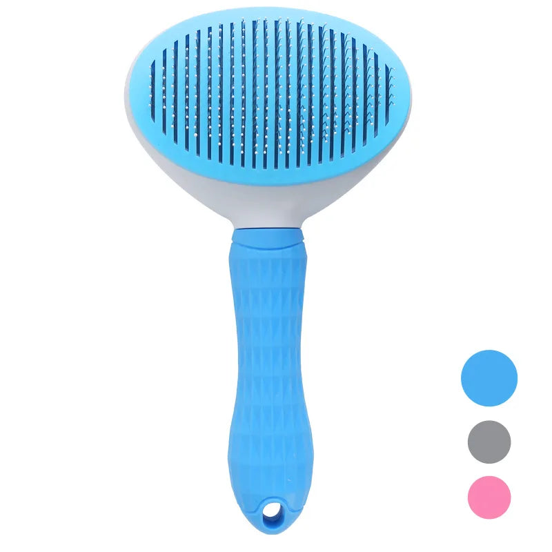 Self-Cleaning Pet Grooming Brush for Dogs & Cats – Slicker Comb with One-Click Hair Removal, Anti-Slip Handle, and Gentle Stainless Steel Bristles