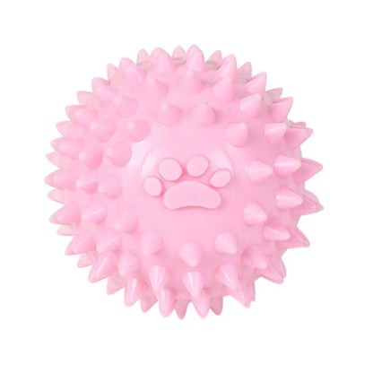Dog Molar Chew Ball – Durable Spiky Rubber Ball for Pets, Tooth Cleaning Toy for Small & Large Dogs, Colorful Paw Design