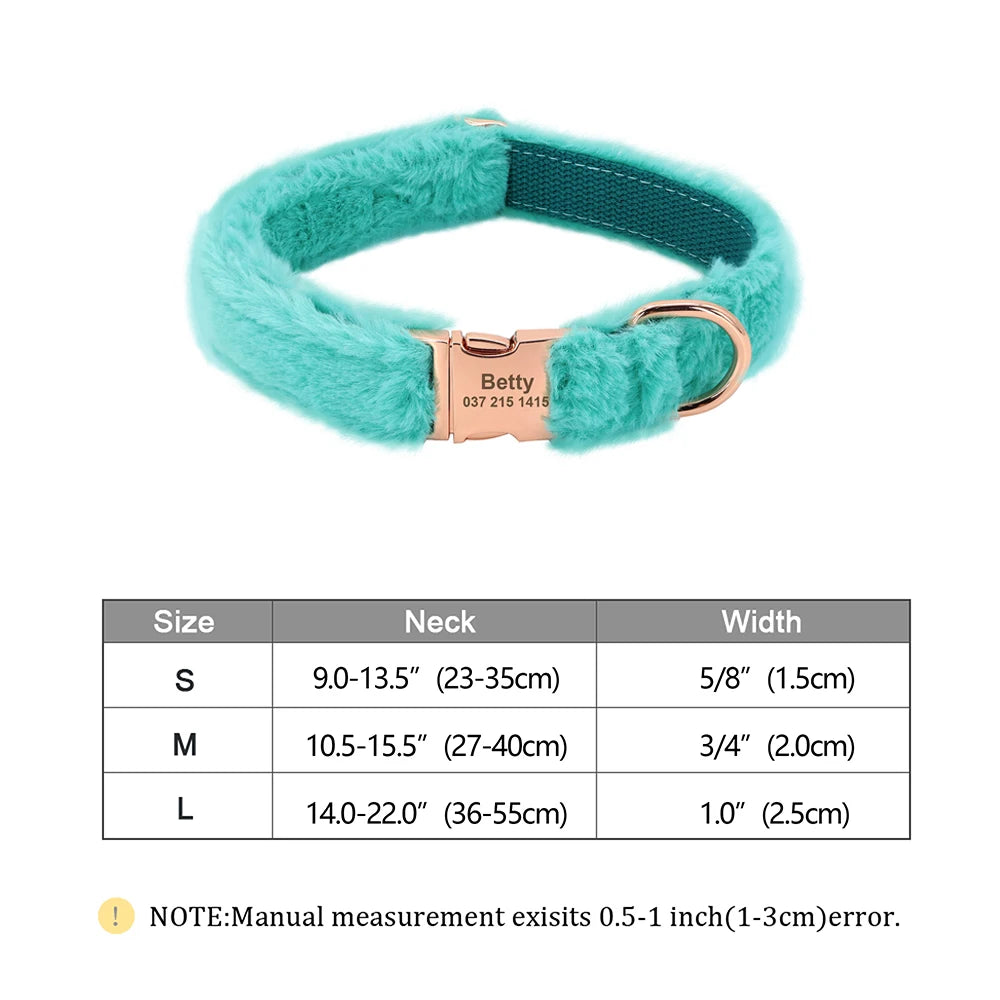 Custom Velvet Dog Collar with Engraved ID Tag – Soft Adjustable Pet Collar for Dogs & Puppies, Personalized Name & Phone Number