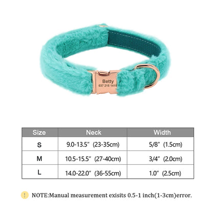 Custom Velvet Dog Collar with Engraved ID Tag – Soft Adjustable Pet Collar for Dogs & Puppies, Personalized Name & Phone Number