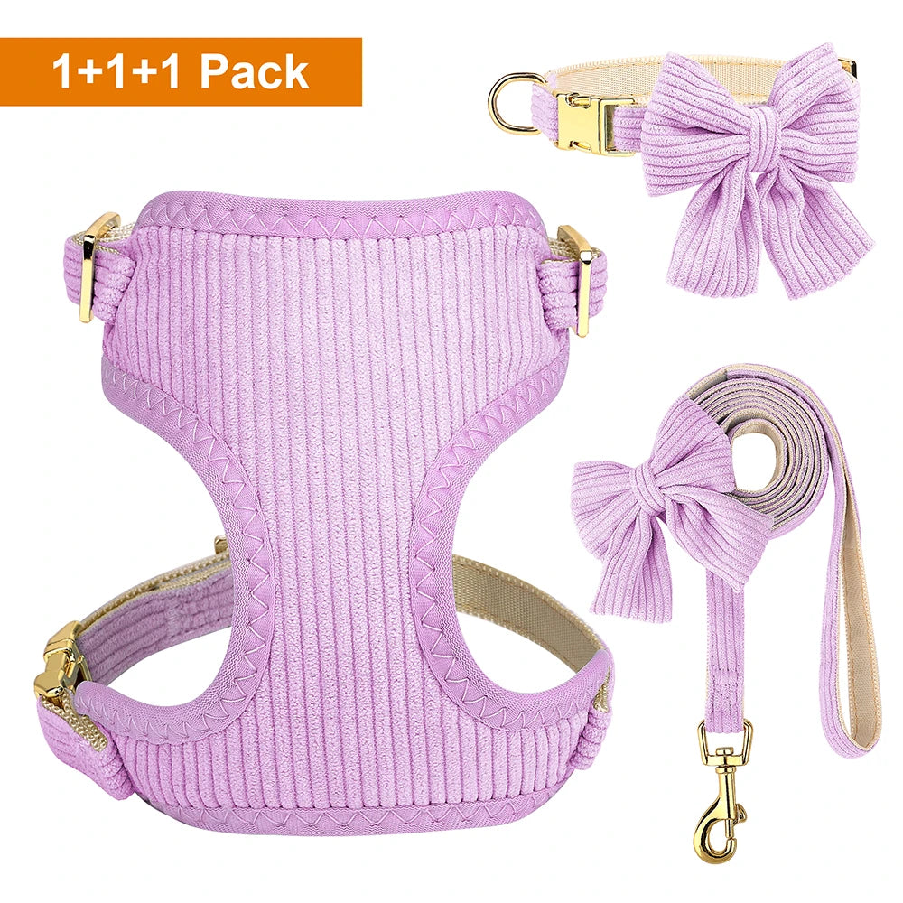 3PCS Dog Harness, Collar & Leash Set – Soft & Adjustable