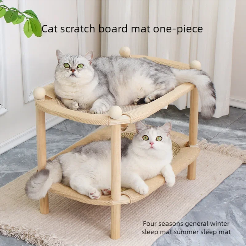 Durable cat scratch pad with dual layer hammock – cozy furniture for cats to lounge and scratch