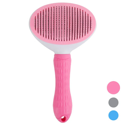 Self-Cleaning Pet Grooming Brush for Dogs & Cats – Slicker Comb with One-Click Hair Removal, Anti-Slip Handle, and Gentle Stainless Steel Bristles