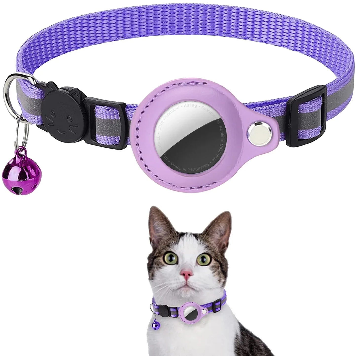 Cat Collar with AirTag Holder – Reflective & Breakaway