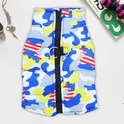 Large dog waterproof jacket with leash ring
