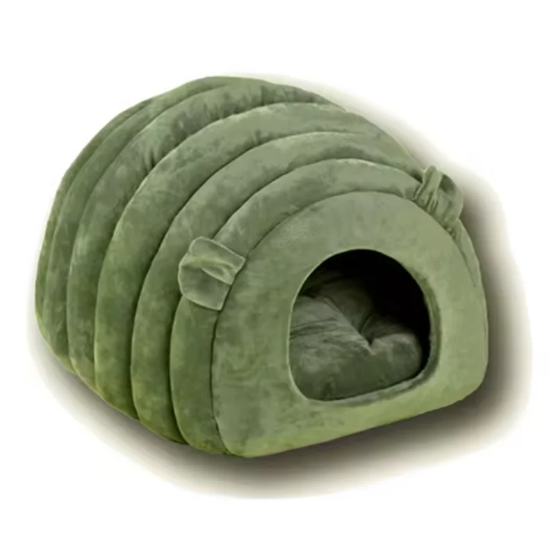 Cozy enclosed cave bed with ear design