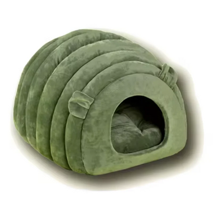 Cozy enclosed cave bed with ear design