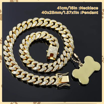 Durable Cuban link collar with quick-release buckle