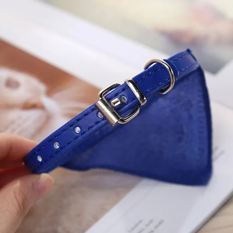 Close-up of adjustable buckle on PU dog collar