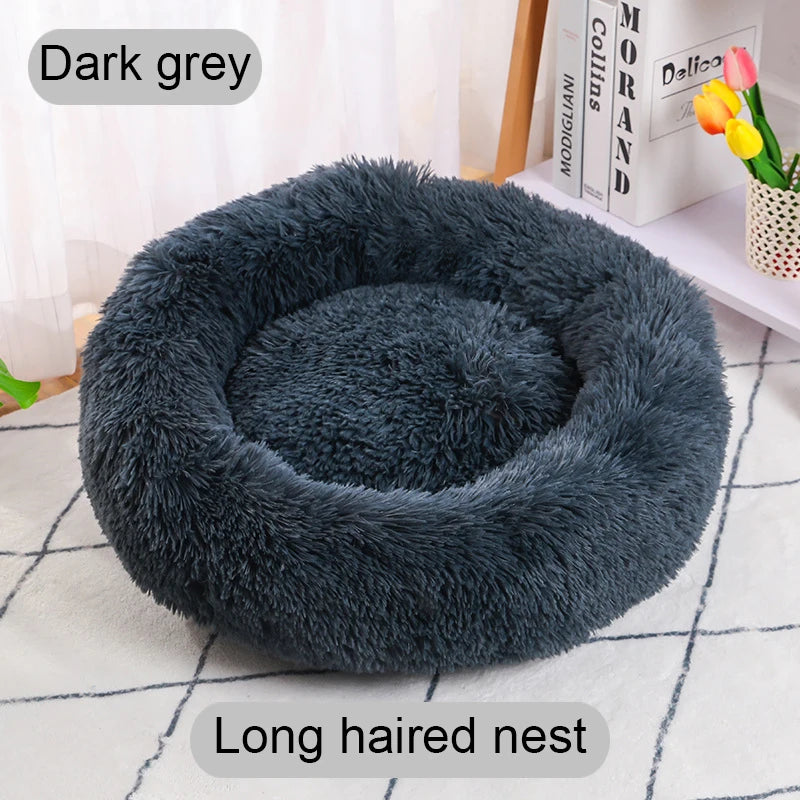 Round Plush Pet Bed for Cats & Dogs