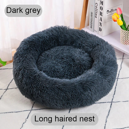 Round Plush Pet Bed for Cats & Dogs