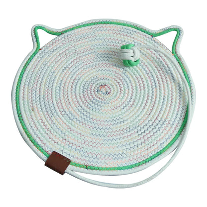 Cat-Ear Shaped Woven Cotton Cat Bed – Cozy Nest with Cute Design, Breathable & Easy to Clean