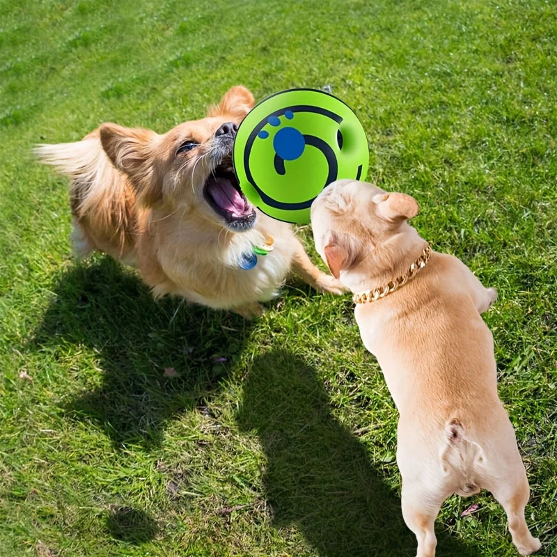 Durable plastic wobble ball for dogs – sound-activated chew toy