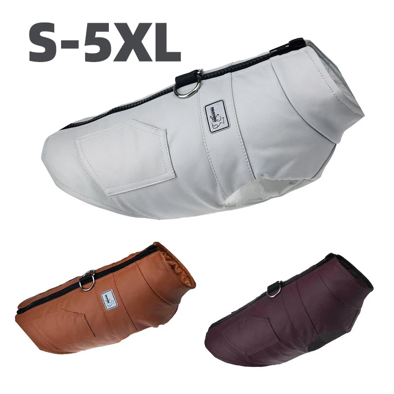 PU leather waterproof dog coat large size
