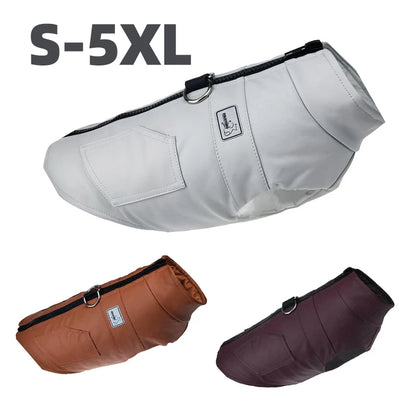 PU leather waterproof dog coat large size
