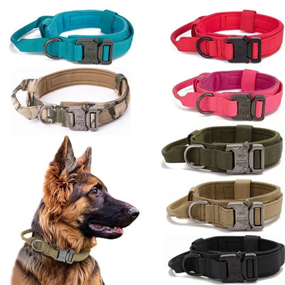 Tactical dog collar and leash set in red color