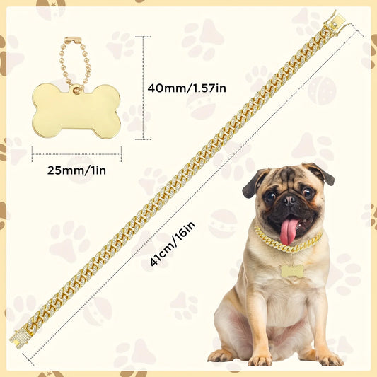 Stylish gold chain dog collar for medium and large breeds