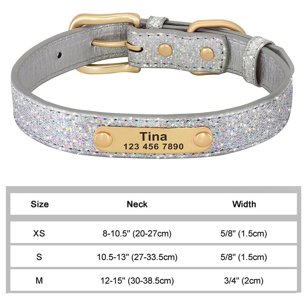 Personalized Cat & Dog Collar with Crystal Rhinestones – Adjustable Collar with Custom Engraved Anti-Lost ID Tag
