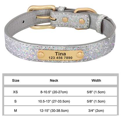 Personalized Cat & Dog Collar with Crystal Rhinestones – Adjustable Collar with Custom Engraved Anti-Lost ID Tag