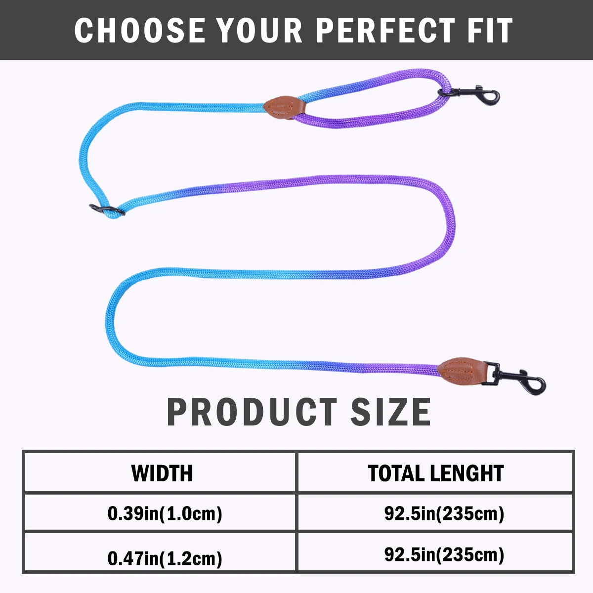 Gradient pet leash for small, medium, and large dogs