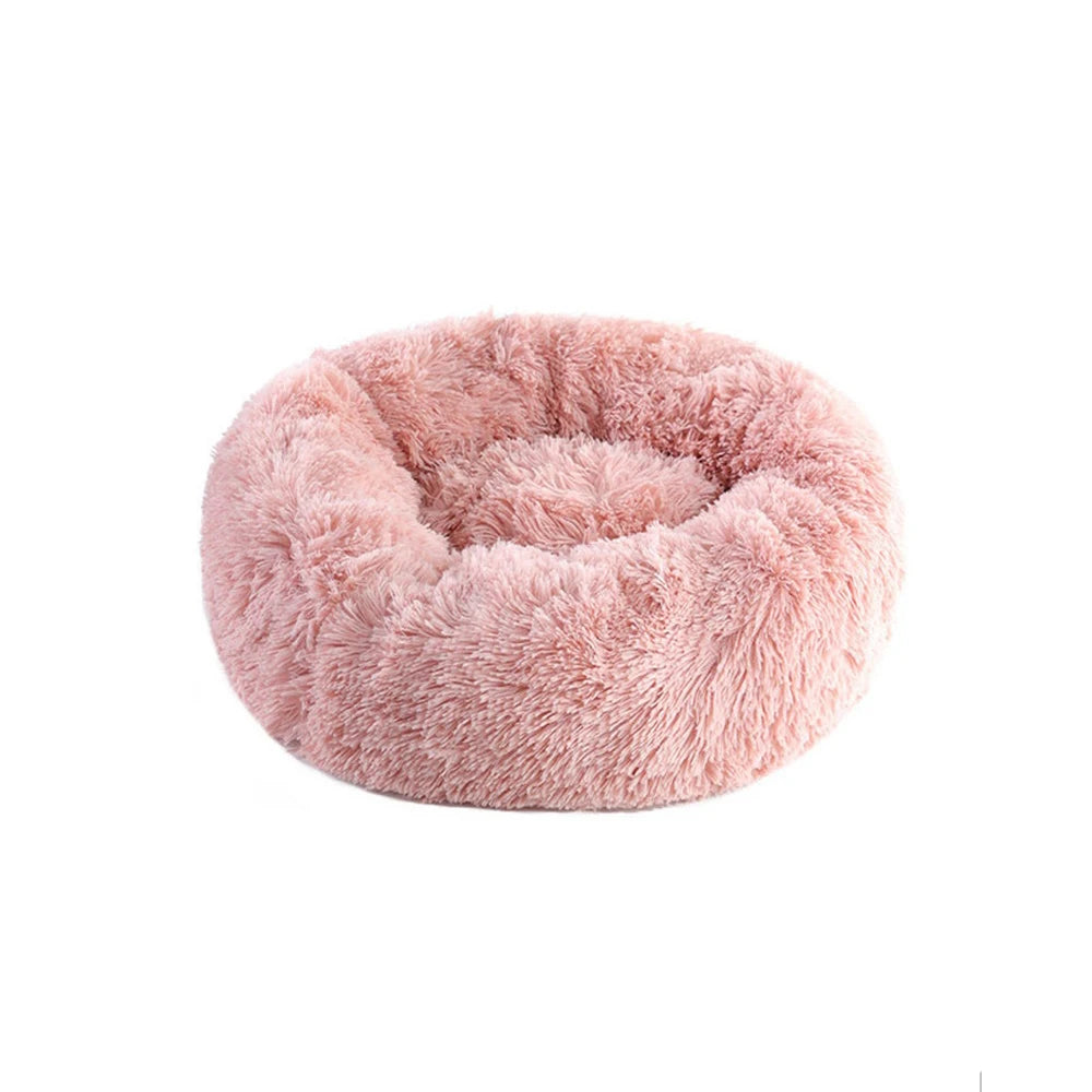 Round Plush Cat & Dog Bed – Warm Winter Nest, Detachable & Washable, Cozy Fluffy Cushion