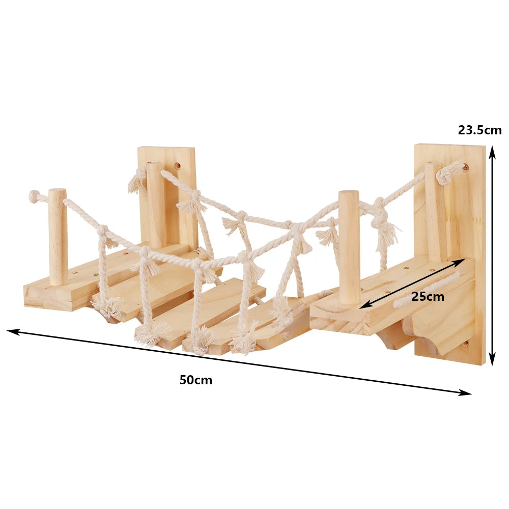 Wall-Mounted Cat Playground – Wooden Cat Shelves, Hammocks, Houses & Climbing Bridges