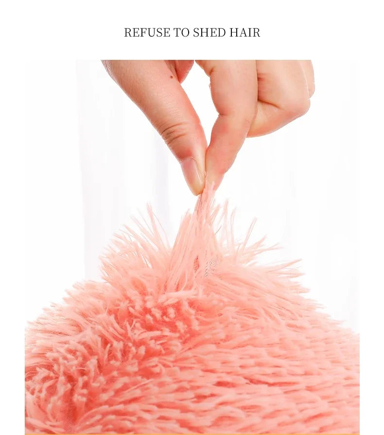 Pink plush donut pet bed for cats and dogs
