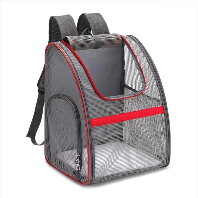 Side view of breathable mesh pet carrier backpack