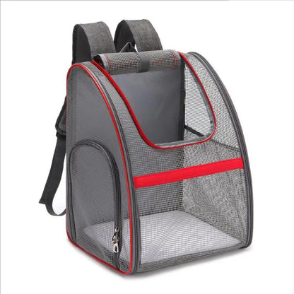 Side view of breathable mesh pet carrier backpack
